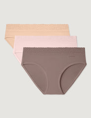 Women's Second Skin Brief, Lace Waist (3-Pack)