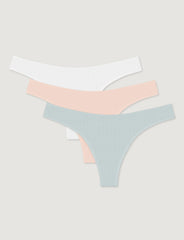 Women's Cotton Pointelle Thong (3-Pack)