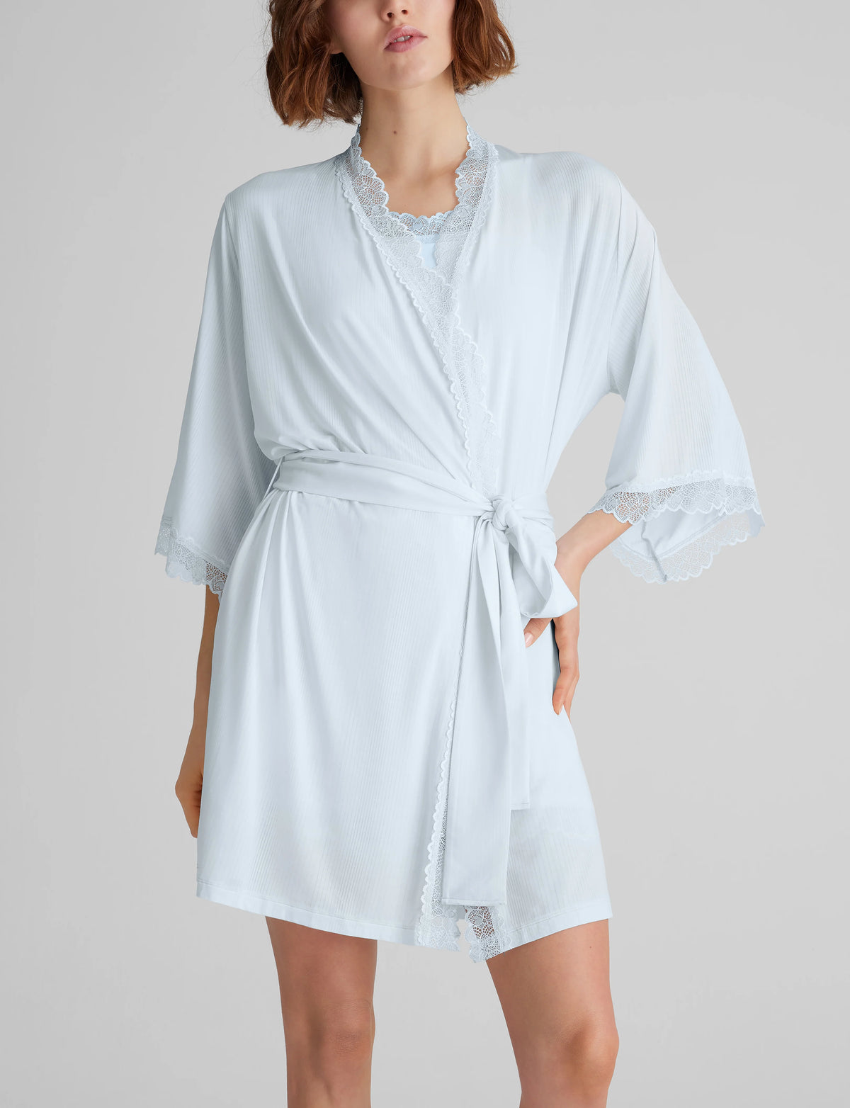 Women's Second Skin Luxe Rib Lace Robe