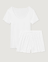 Women's Cotton Pointelle Rib Tee & Short Set